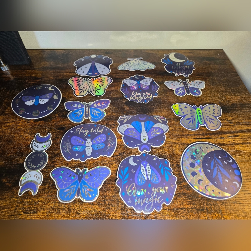 15-Piece Celestial & Moon Phase Sticker Set
